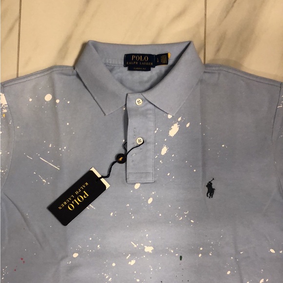 Men’s Polo Ralph Lauren Painted Distressed Classic Fit Polo T-Shirt - Picture 2 of 4